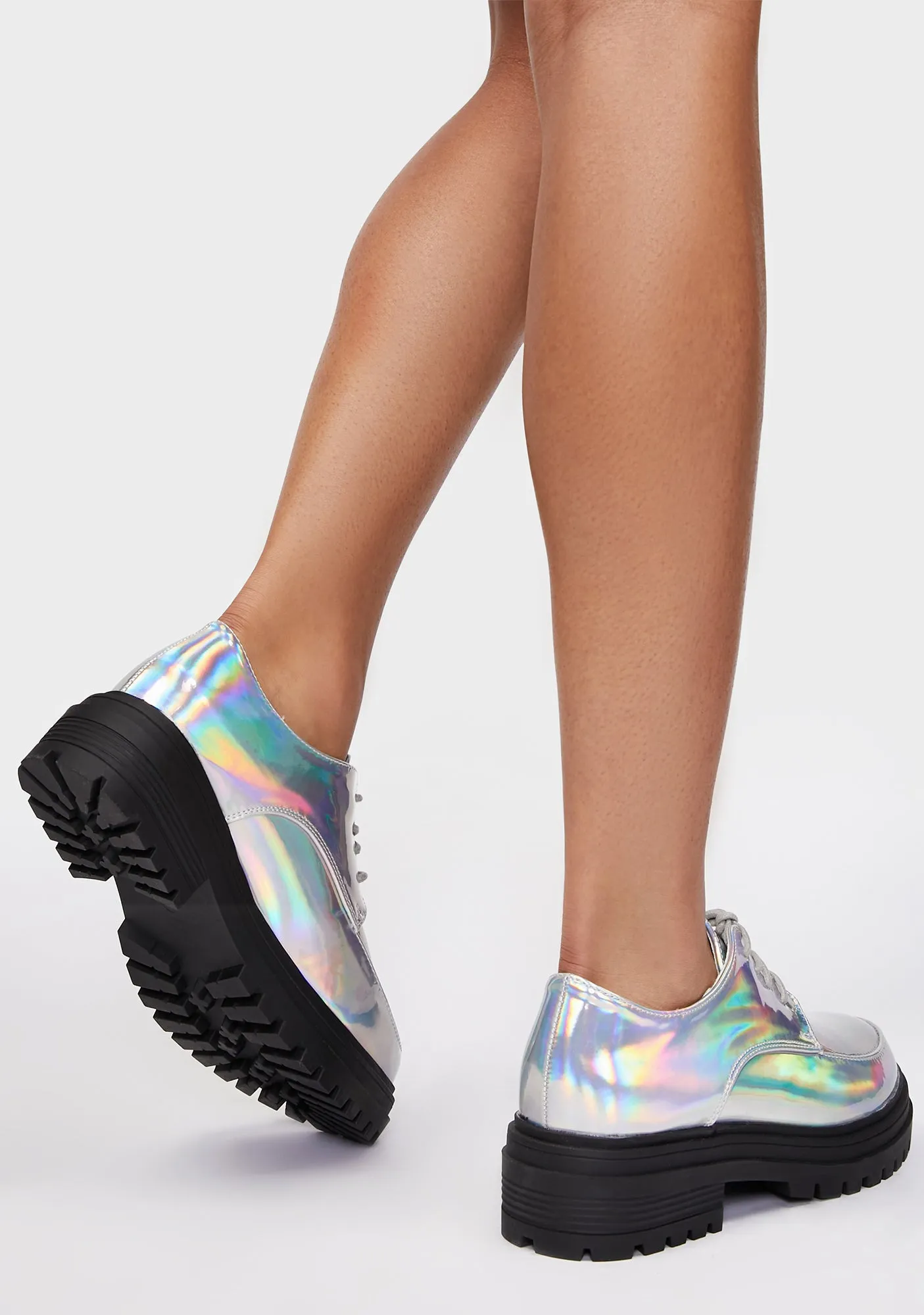 Holographic Formal Greeting Lace-Up Oxfords