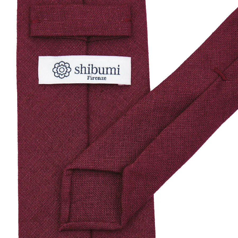 Japanese Ramie Tie - Burgundy - Hand-Rolled