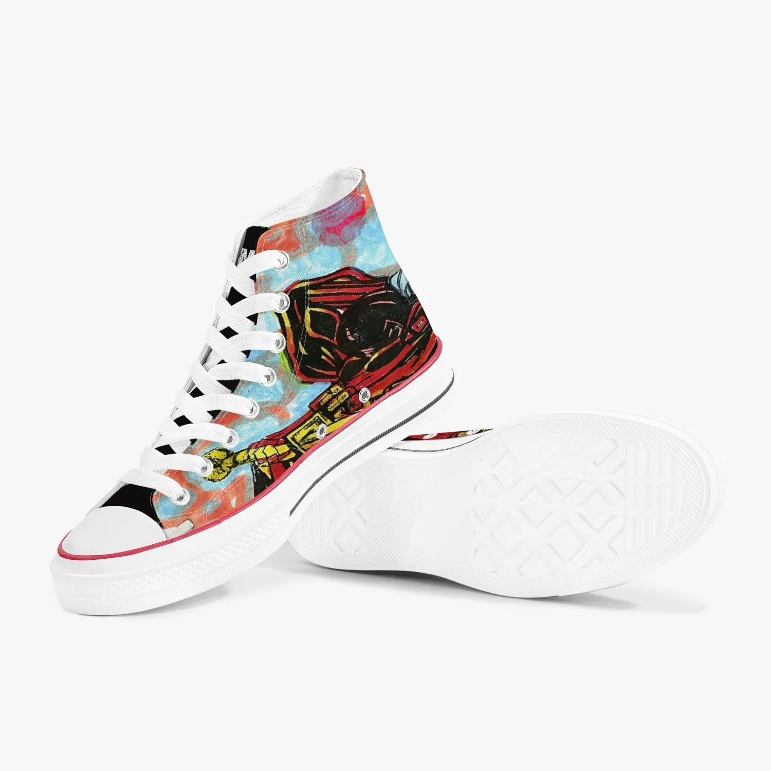 Japanese Sword High-Top Canvas Shoes - White