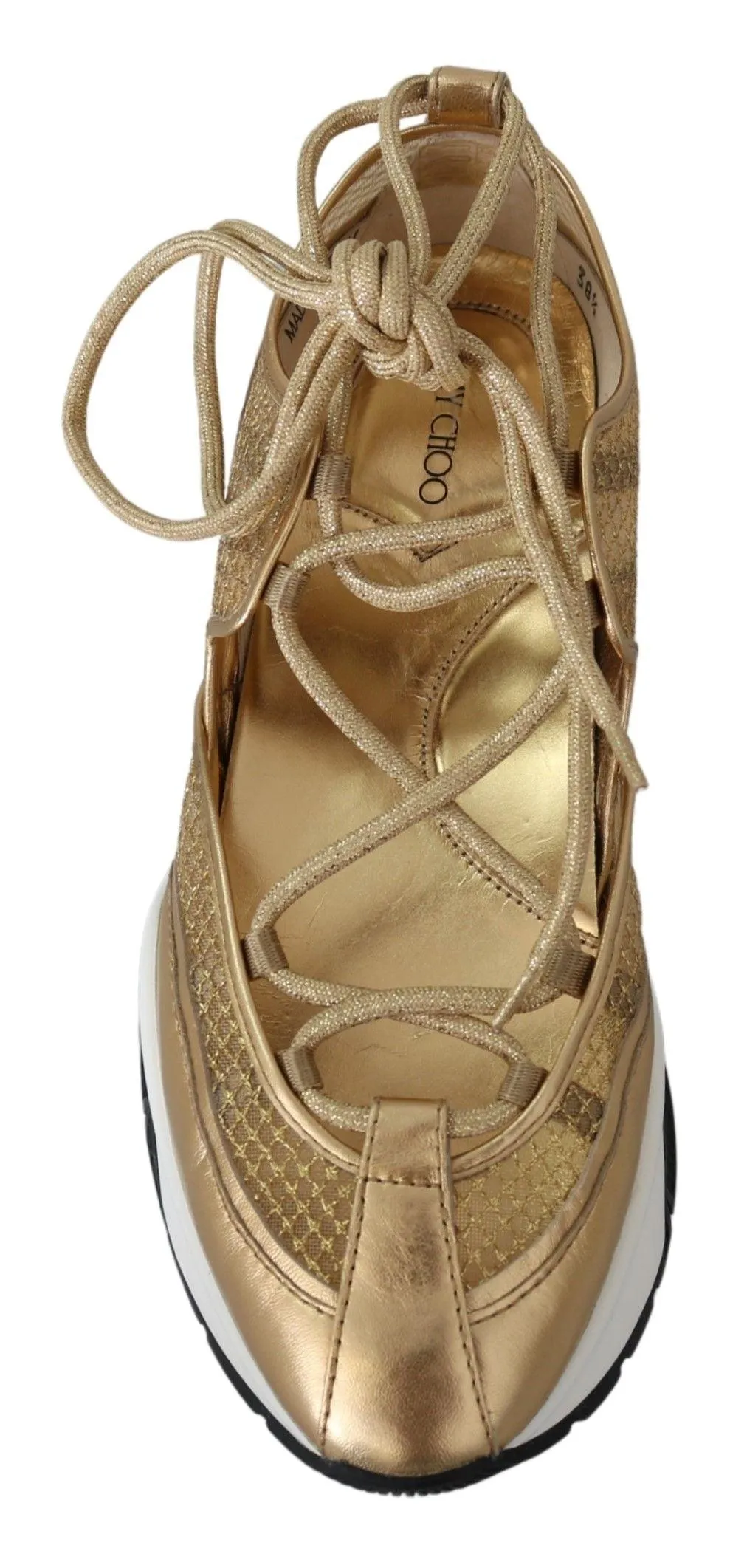 Jimmy Choo Golden Glamour Mesh Leather Sneakers