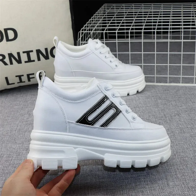 Joskaa 2024 New White Platform Lace Up Sneakers