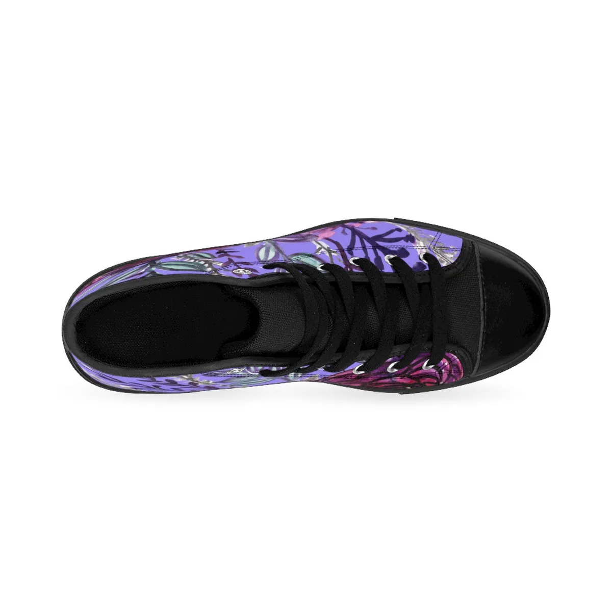 Light Purple Rose Men's Sneakers, Floral Print High-top Sneakers Running Best Tennis Shoes