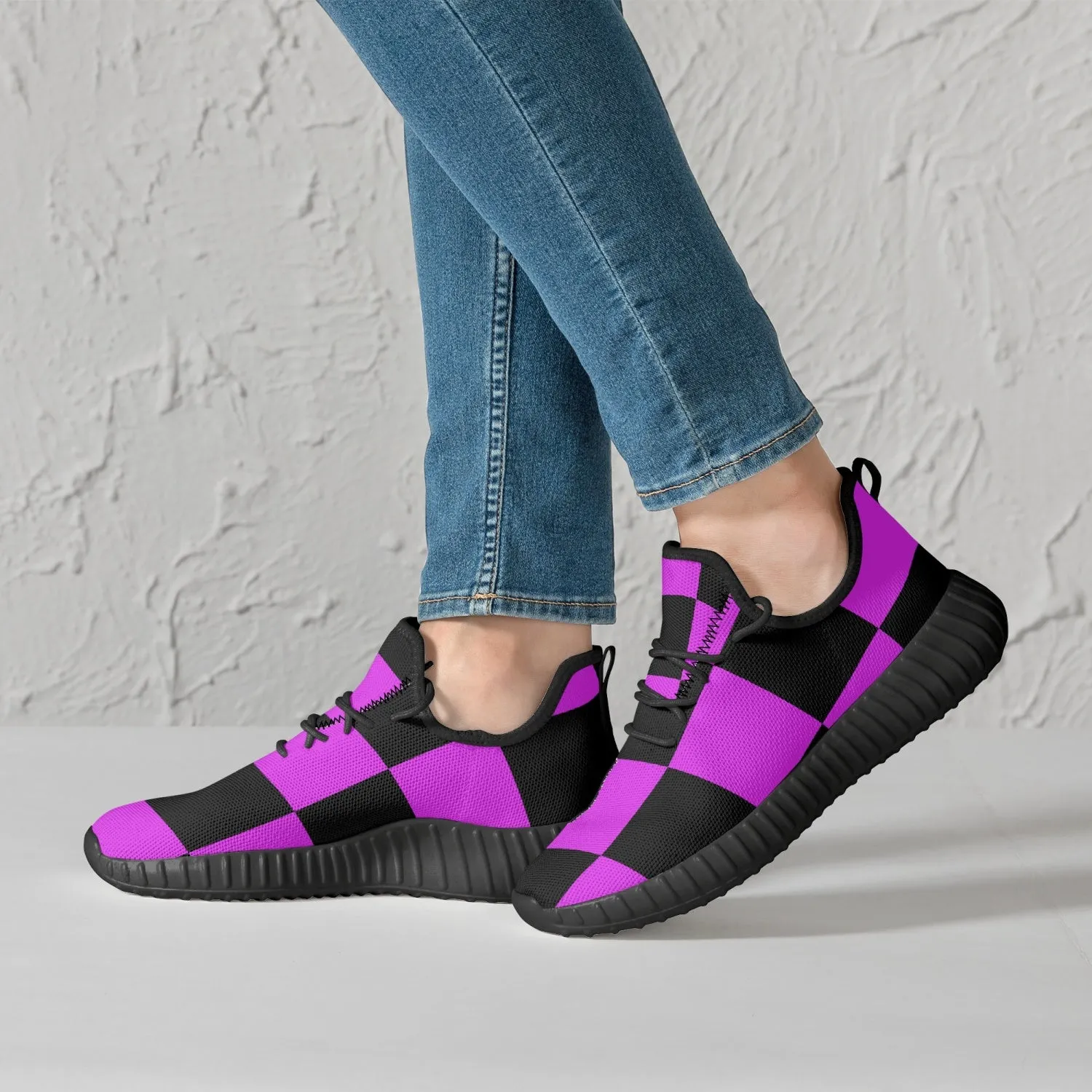 Mad Pink | Mesh Knit Sneakers - White/Black