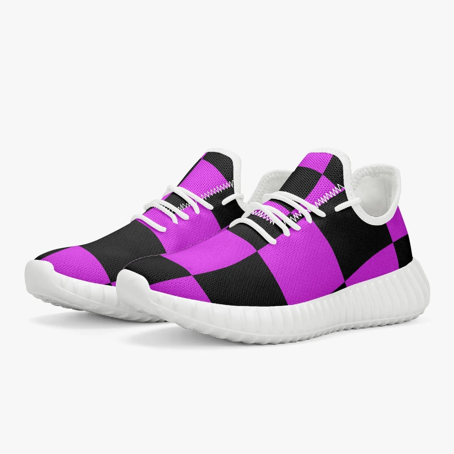 Mad Pink | Mesh Knit Sneakers - White/Black