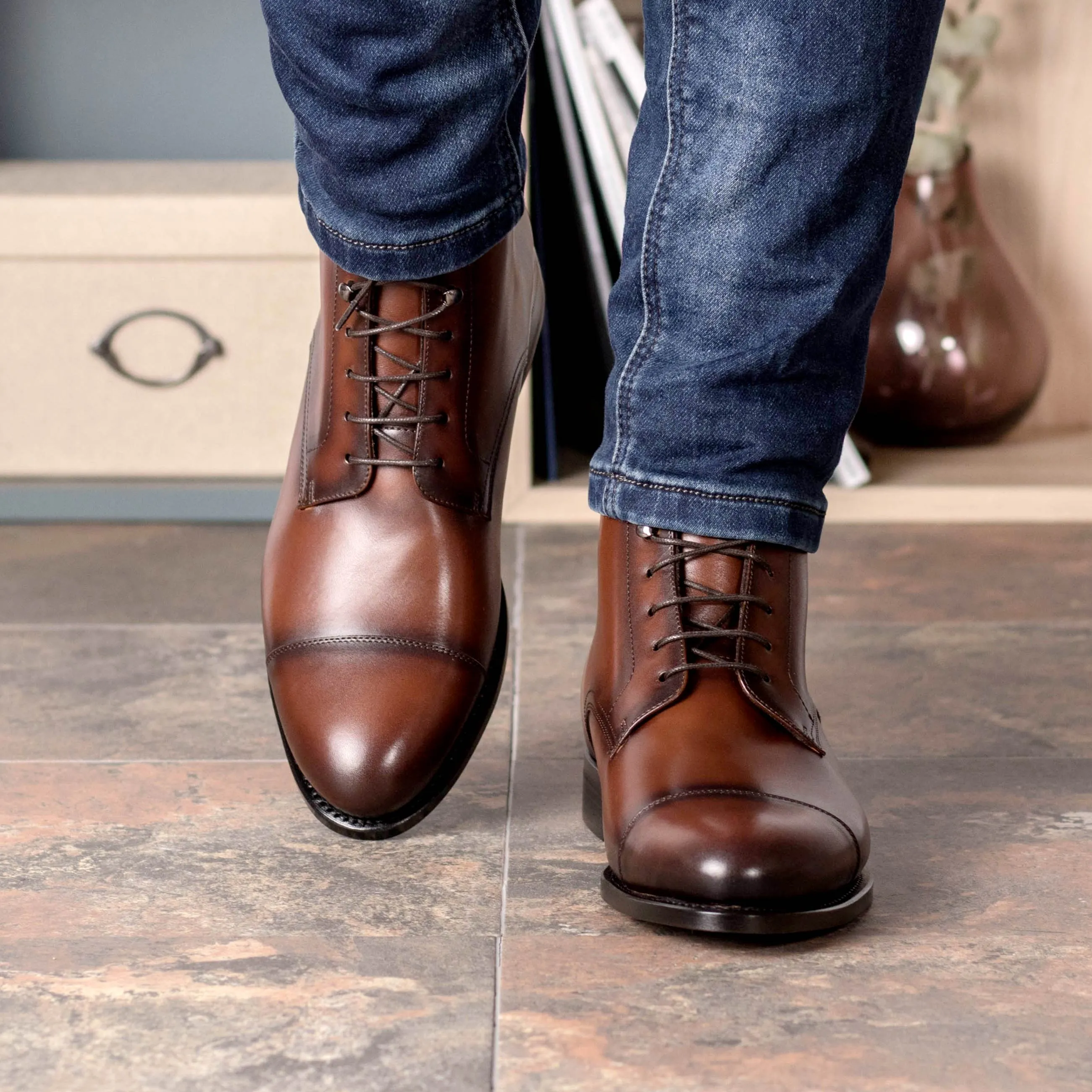 Medium Brown Calf Jumper Boots