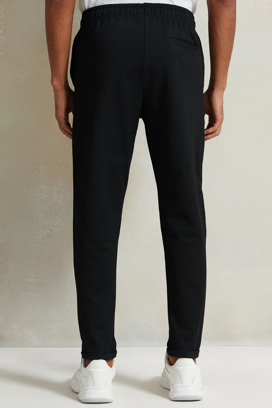 Men Black Pull-On Trousers