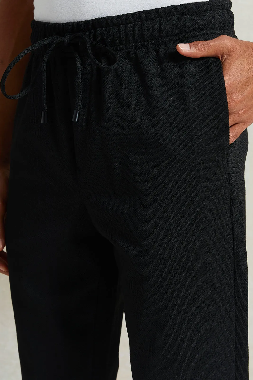 Men Black Pull-On Trousers