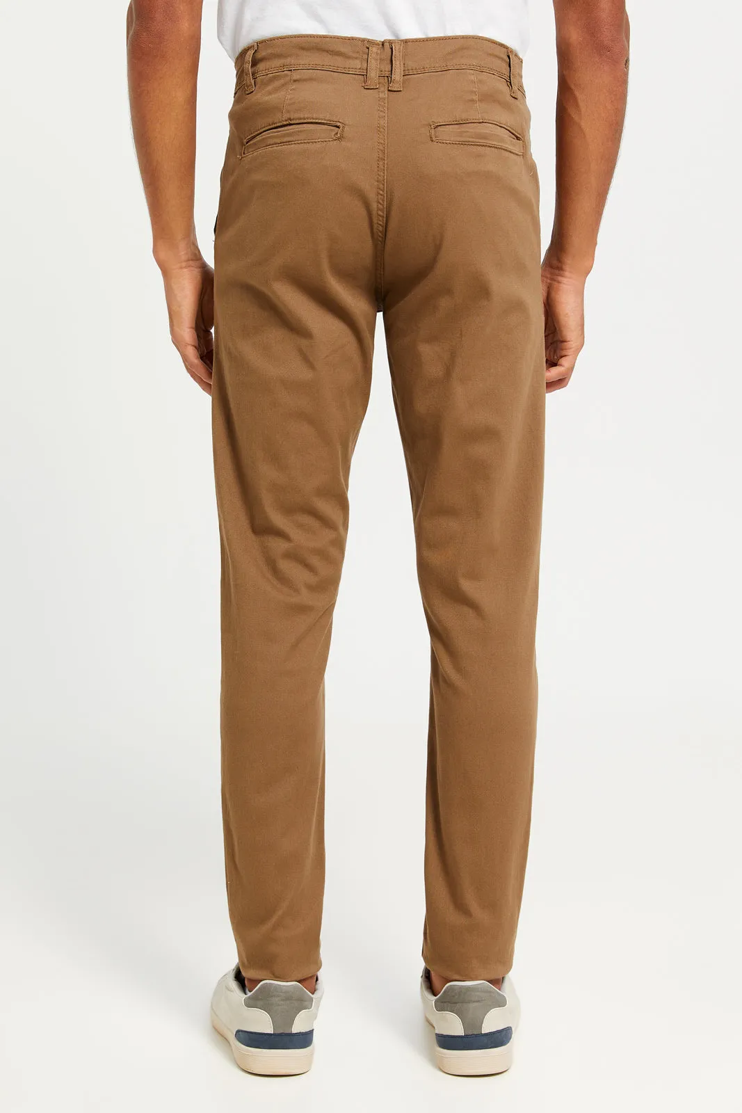 Men Brown Solid Chino Trousers