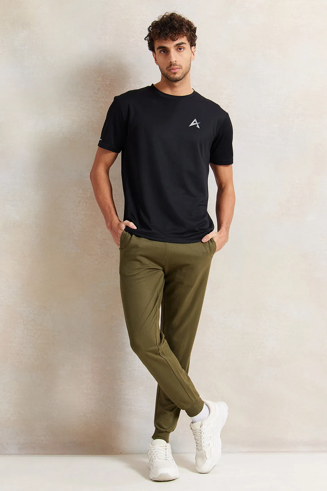 Men Olive Basic Track Pants