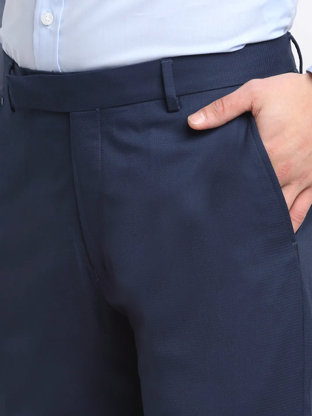 Men's Formal Flat front Navy Blue  Trousers