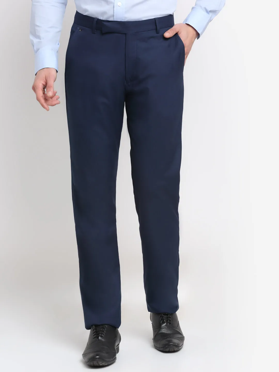 Men's Formal Flat front Navy Blue  Trousers