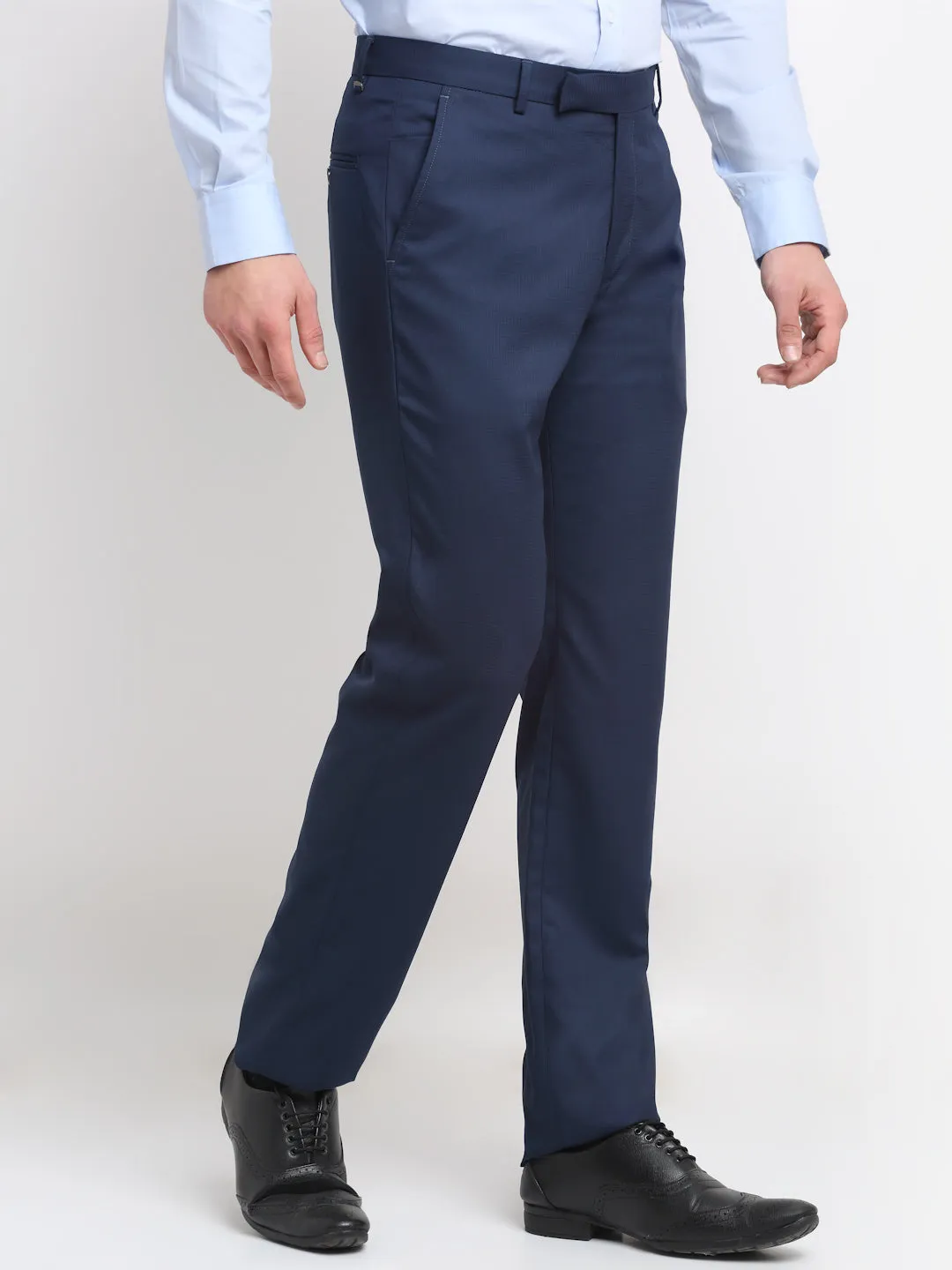 Men's Formal Flat front Navy Blue  Trousers