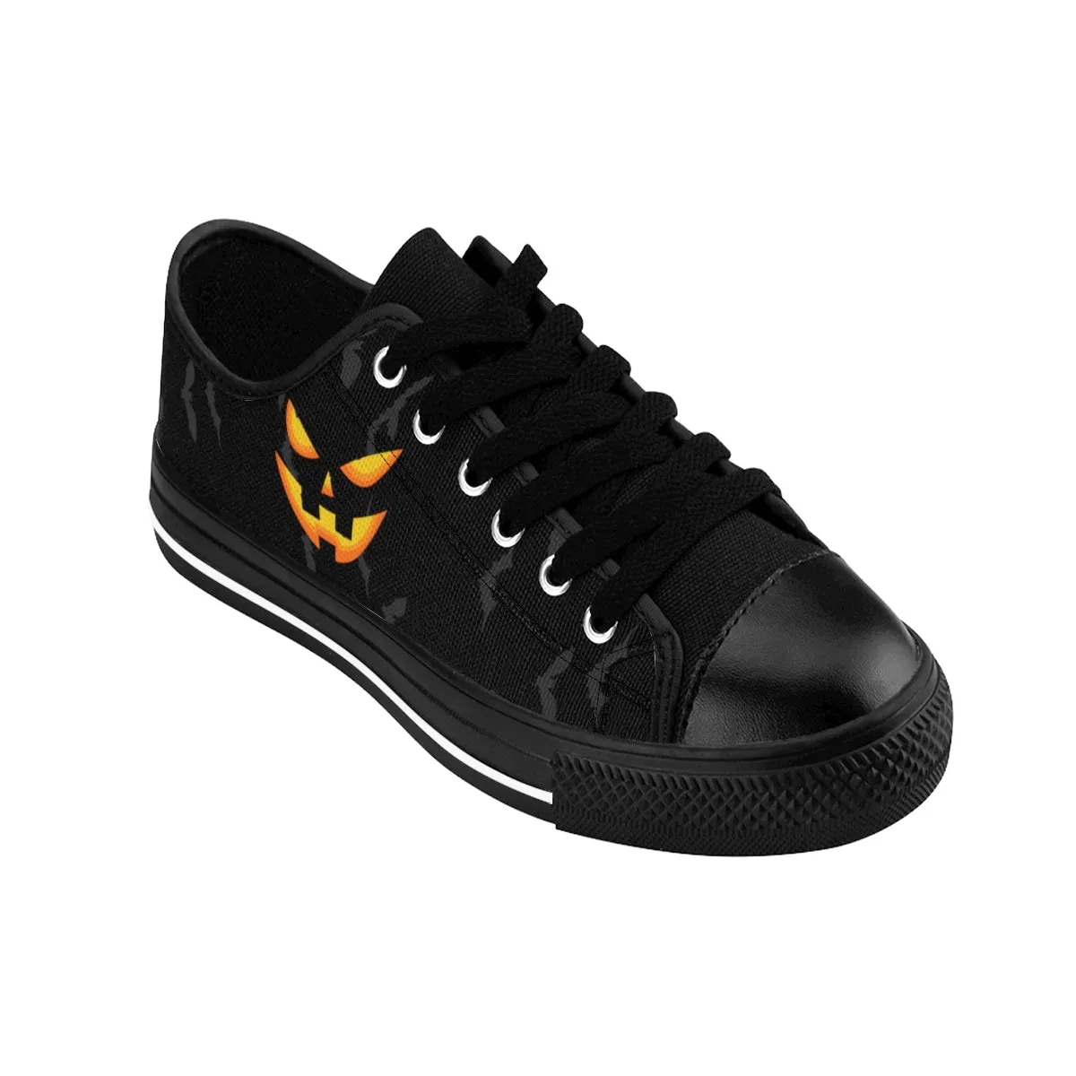 Men's Halloween Bats Sneakers, Gray Party Pumpkin Face Low Top Running Tennis Shoes