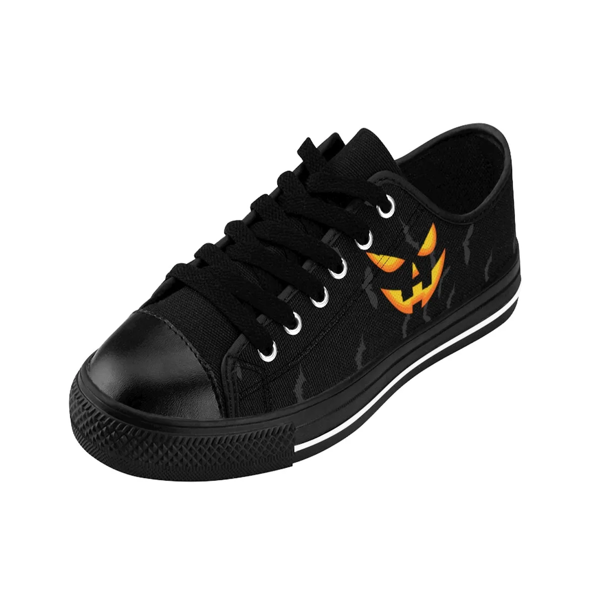 Men's Halloween Bats Sneakers, Gray Party Pumpkin Face Low Top Running Tennis Shoes