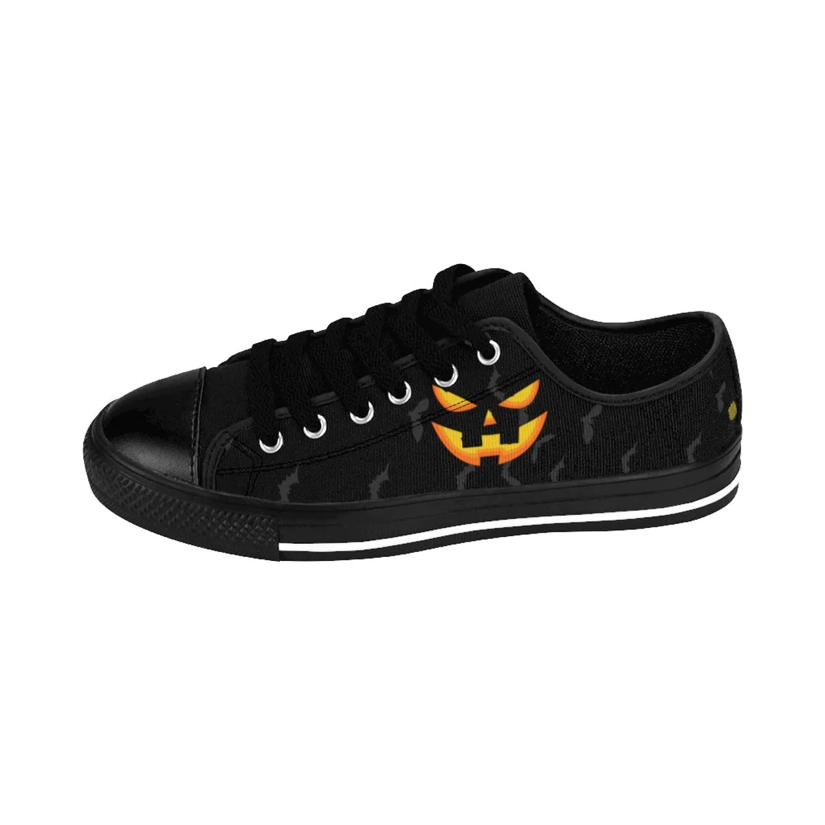 Men's Halloween Bats Sneakers, Gray Party Pumpkin Face Low Top Running Tennis Shoes