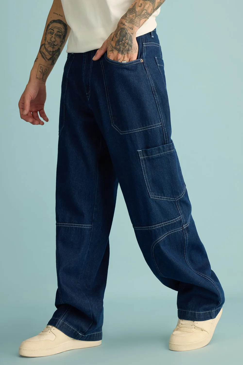 Men's Ocean Contrast Seam Cargo Jeans