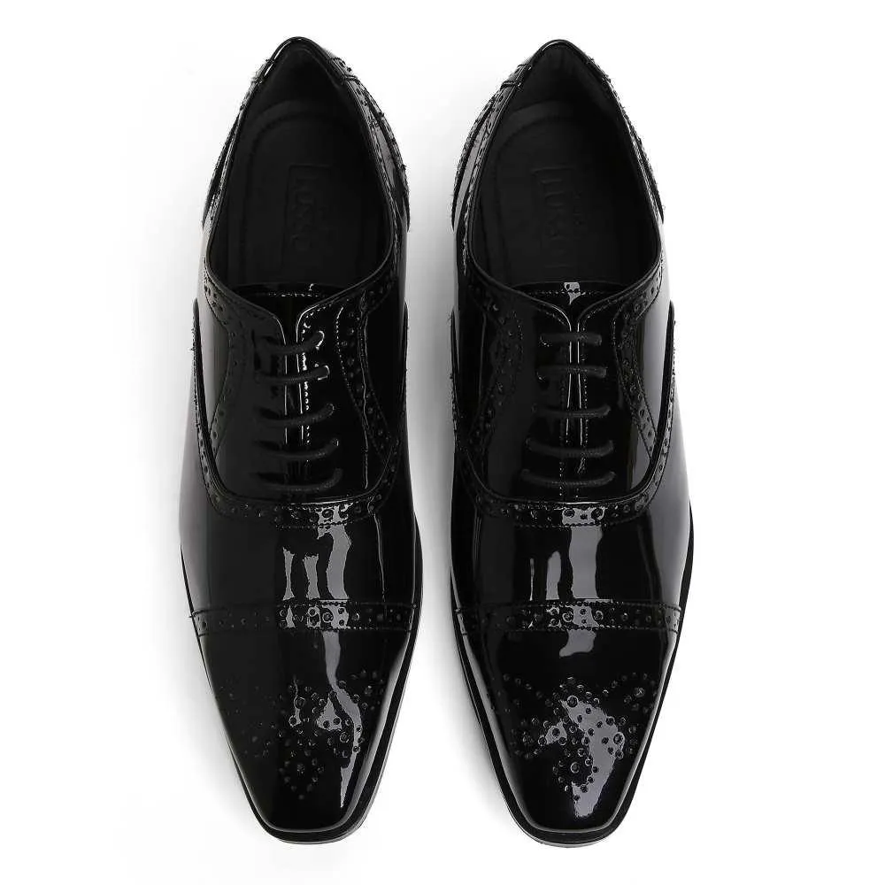 Merlin - Black Patent Oxford Lace-Up