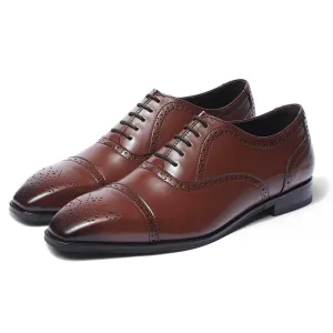 Merlin - Tan Brogue Oxford Lace-ups