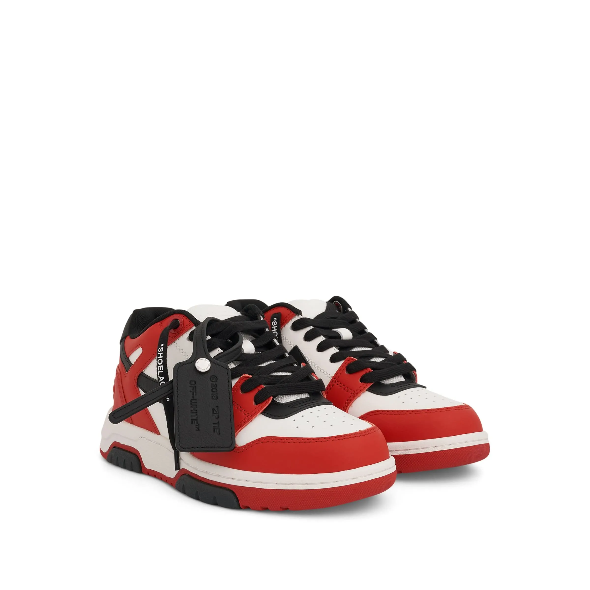 Out Of Office Calf Leather Sneakers in Red/Black