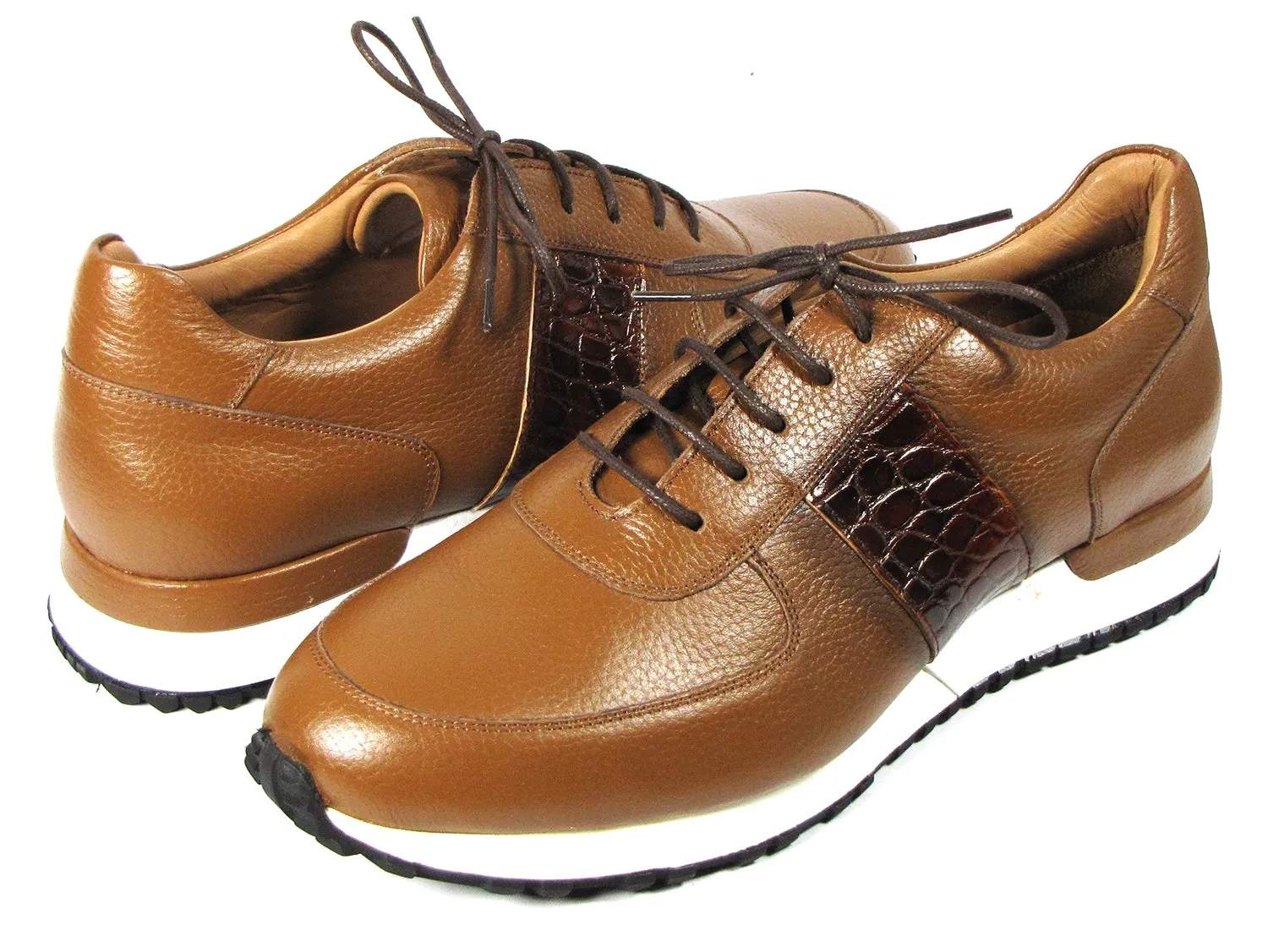 Paul Parkman Men's Leather Sneakers - Cognac