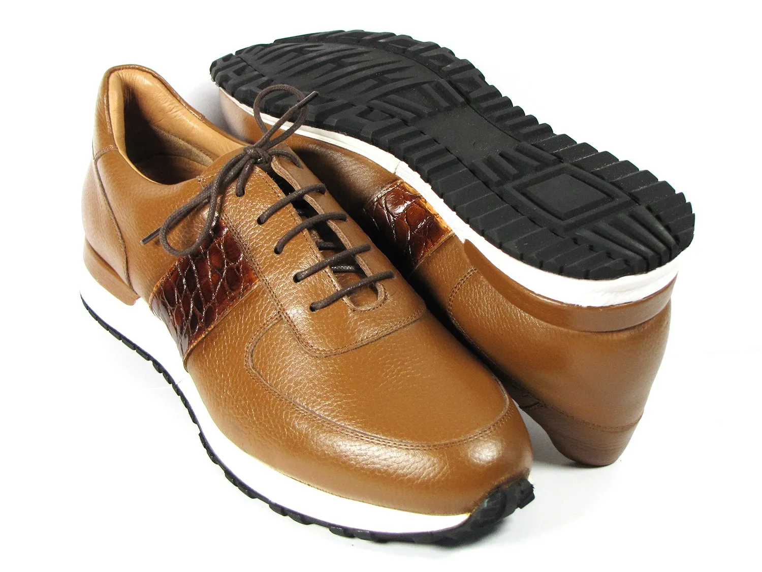 Paul Parkman Men's Leather Sneakers - Cognac