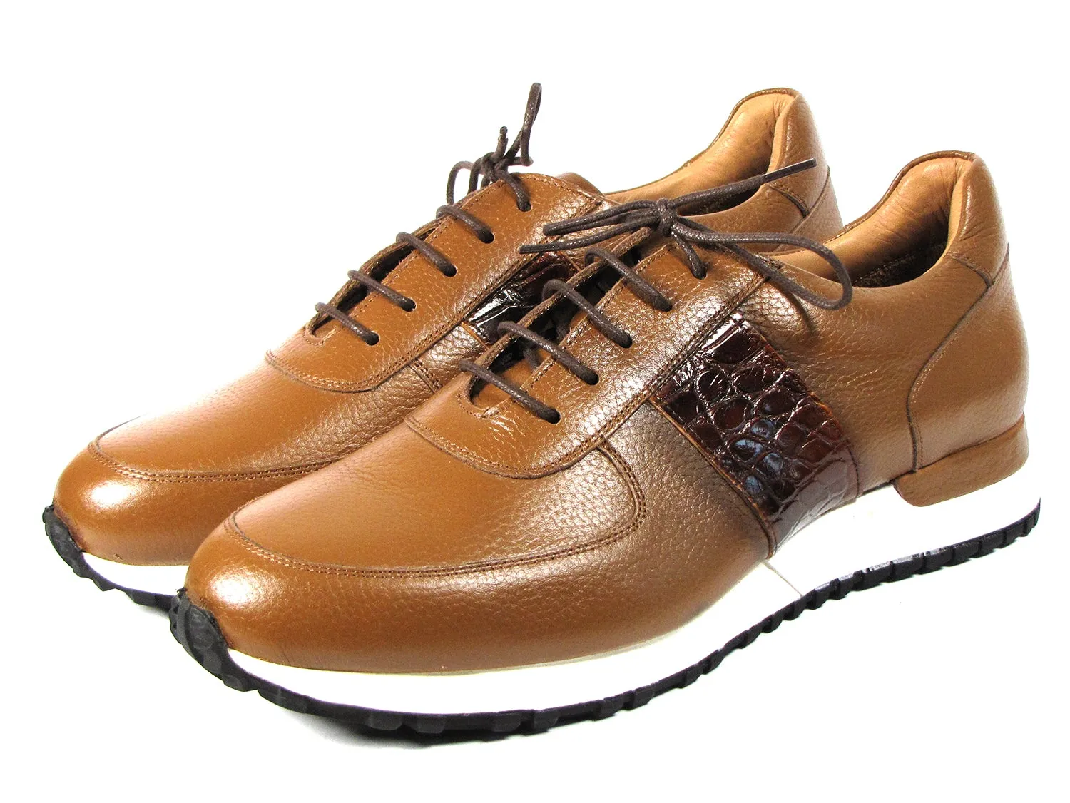 Paul Parkman Men's Leather Sneakers - Cognac