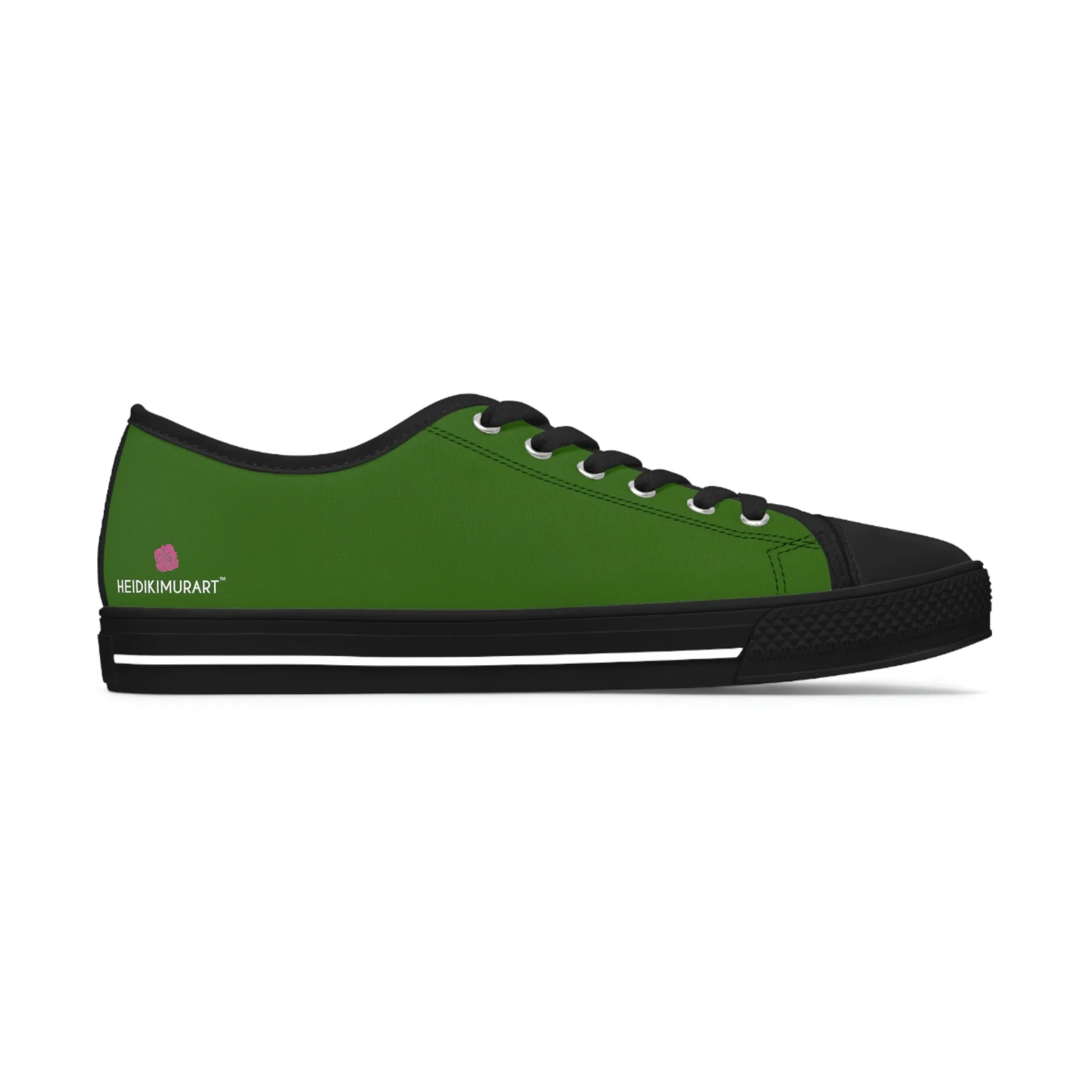 Pine Green Color Ladies' Sneakers, Green Solid Color Best Designer Canvas Fashion Women's Low Top Sneakers (US Size: 5.5-12)