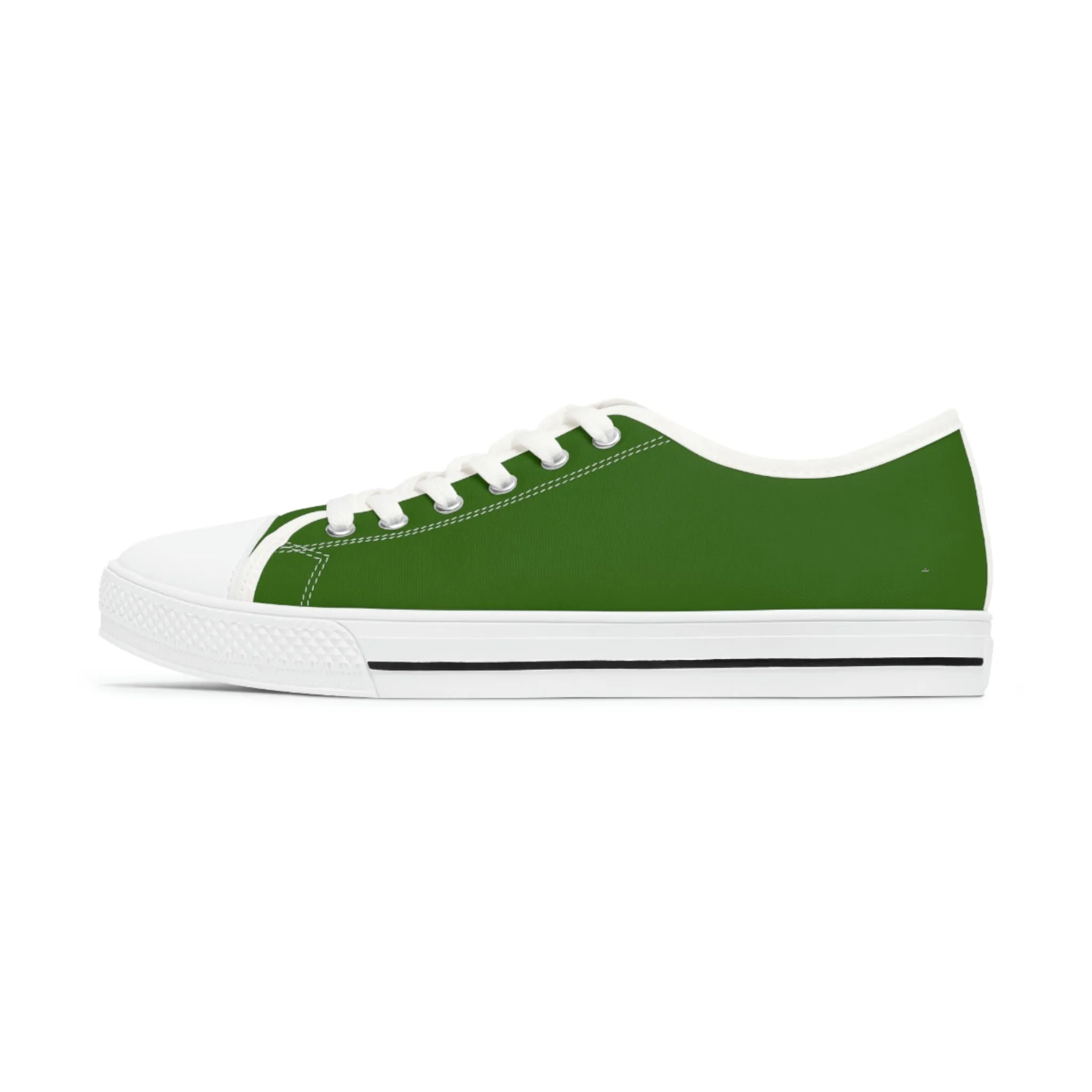 Pine Green Color Ladies' Sneakers, Green Solid Color Best Designer Canvas Fashion Women's Low Top Sneakers (US Size: 5.5-12)