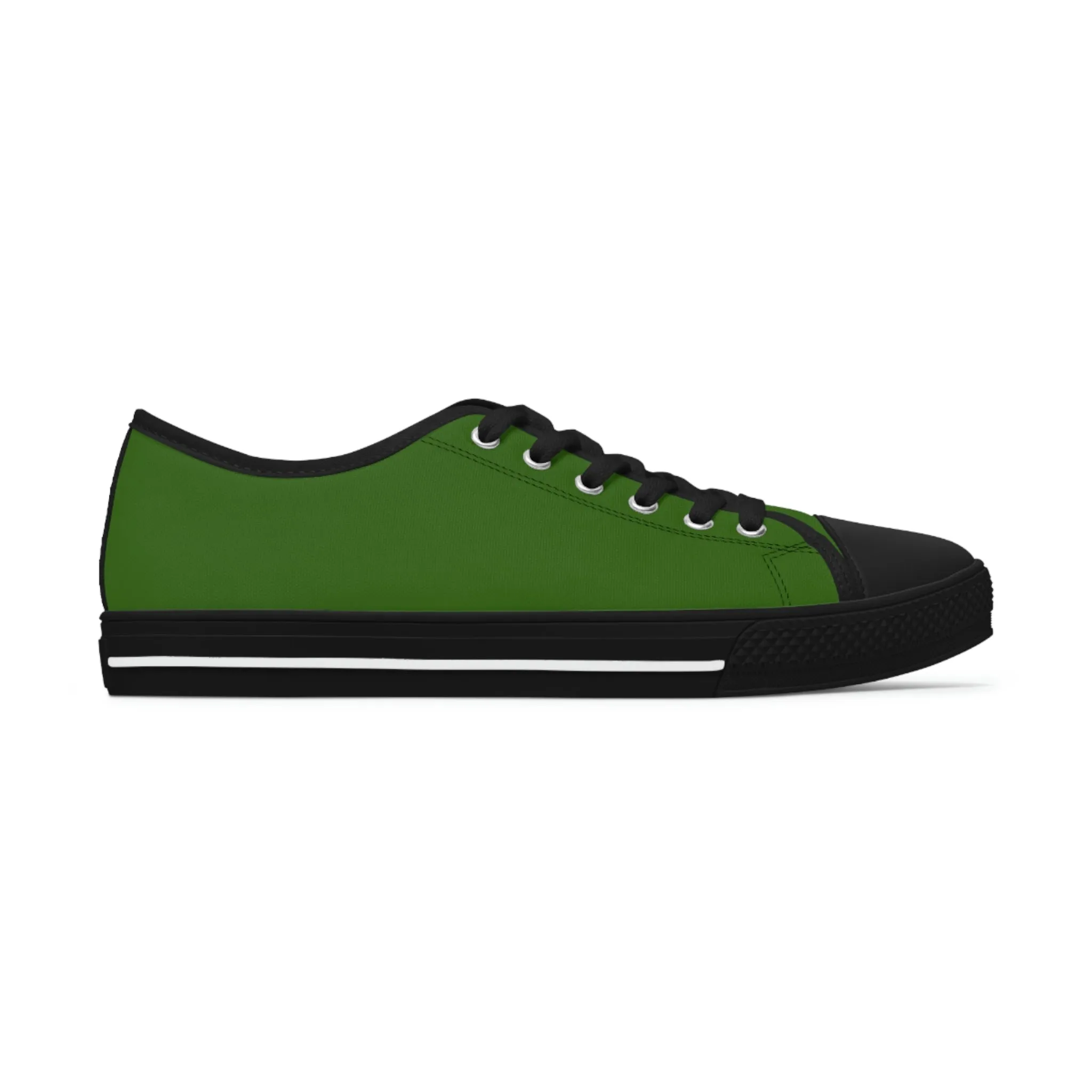 Pine Green Color Ladies' Sneakers, Green Solid Color Best Designer Canvas Fashion Women's Low Top Sneakers (US Size: 5.5-12)