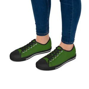 Pine Green Color Ladies' Sneakers, Green Solid Color Best Designer Canvas Fashion Women's Low Top Sneakers (US Size: 5.5-12)