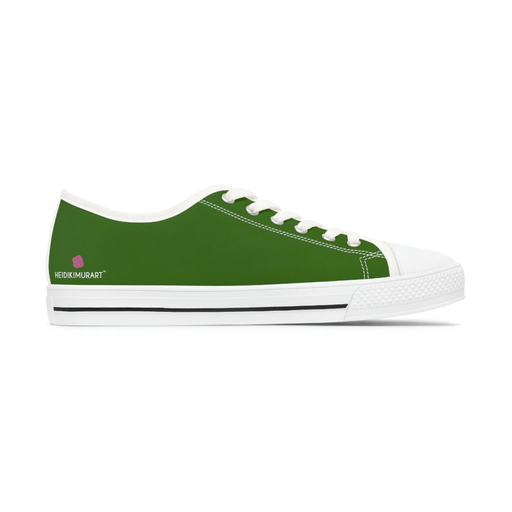 Pine Green Color Ladies' Sneakers, Green Solid Color Best Designer Canvas Fashion Women's Low Top Sneakers (US Size: 5.5-12)