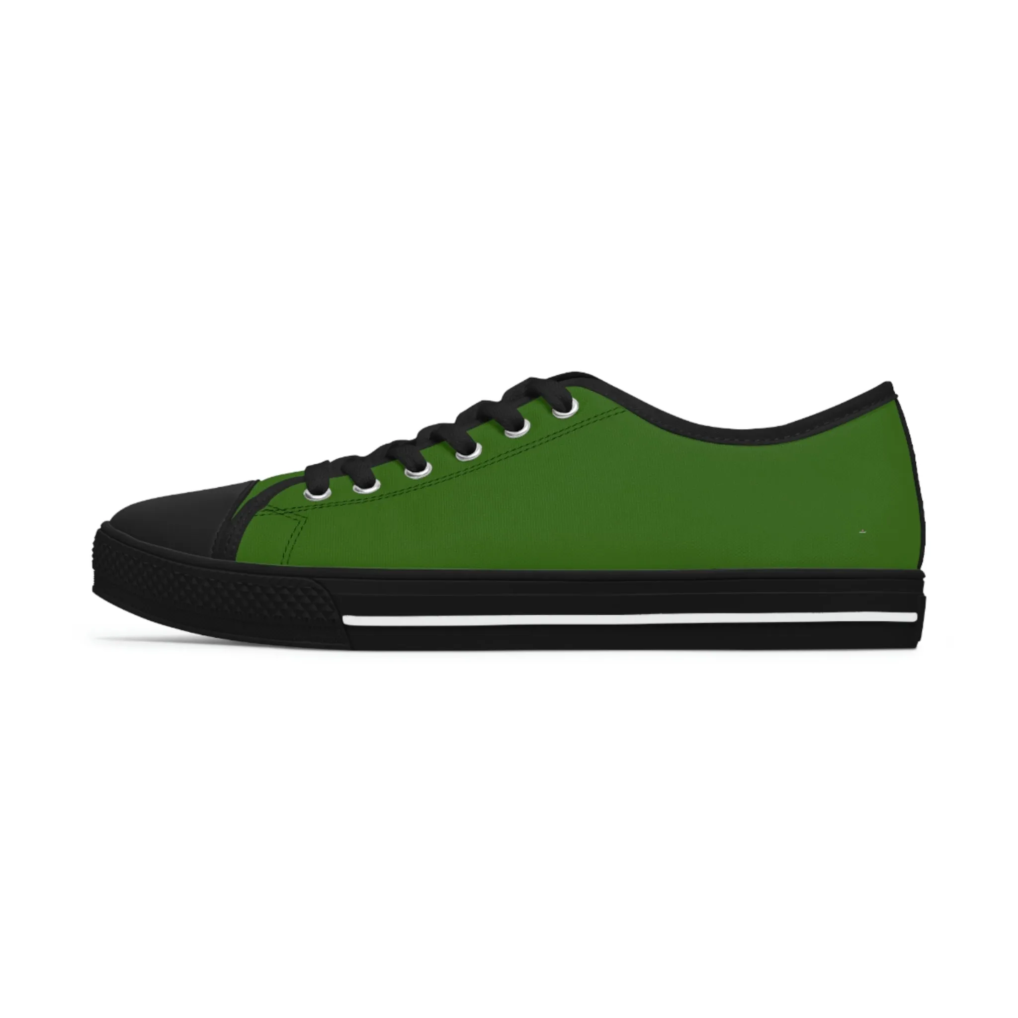 Pine Green Color Ladies' Sneakers, Green Solid Color Best Designer Canvas Fashion Women's Low Top Sneakers (US Size: 5.5-12)