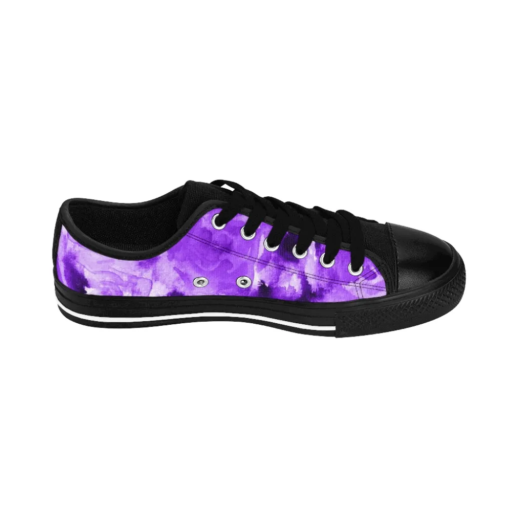 Purple Abstract Women's Sneakers, Purple Floral Print Women's Running Shoes Best Premium Low Top Sneakers Shoes