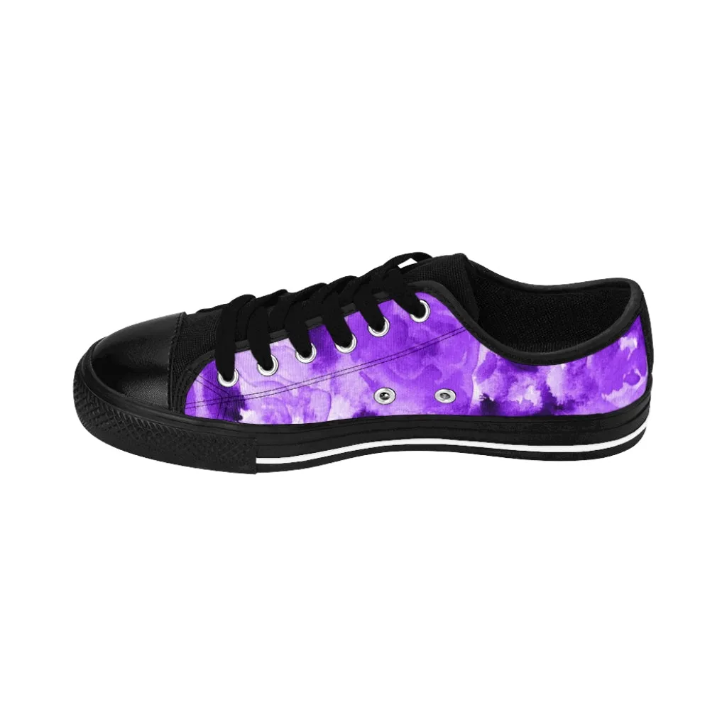 Purple Abstract Women's Sneakers, Purple Floral Print Women's Running Shoes Best Premium Low Top Sneakers Shoes