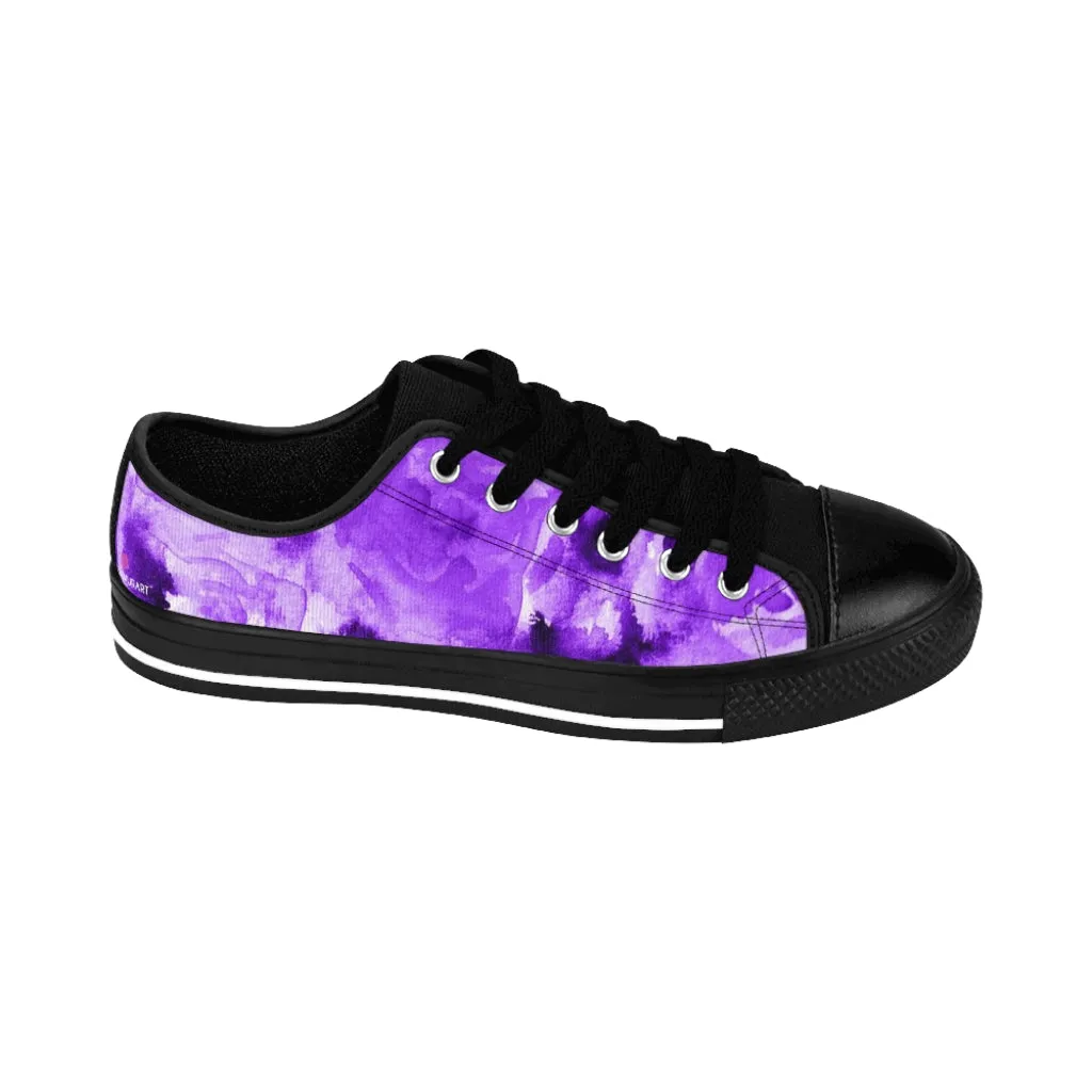 Purple Abstract Women's Sneakers, Purple Floral Print Women's Running Shoes Best Premium Low Top Sneakers Shoes