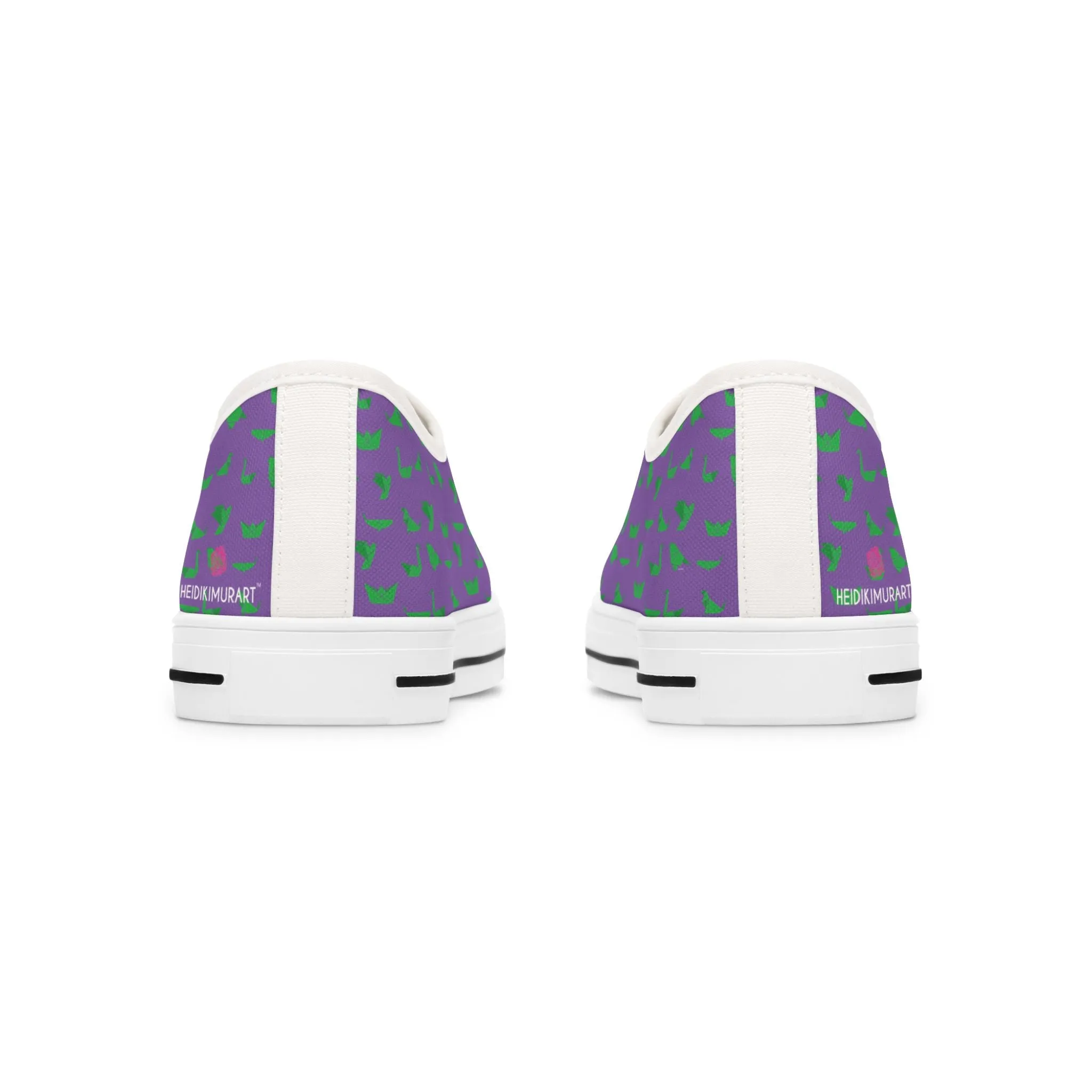 Purple Green Cranes Ladies' Sneakers, Best Women's Low Top Canvas Sneakers (US Size: 5.5-12)