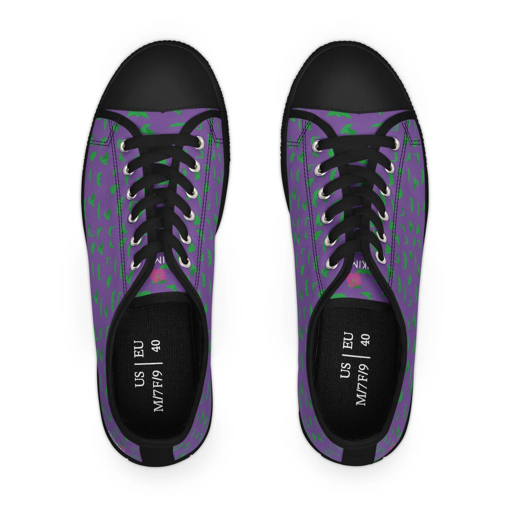 Purple Green Cranes Ladies' Sneakers, Best Women's Low Top Canvas Sneakers (US Size: 5.5-12)