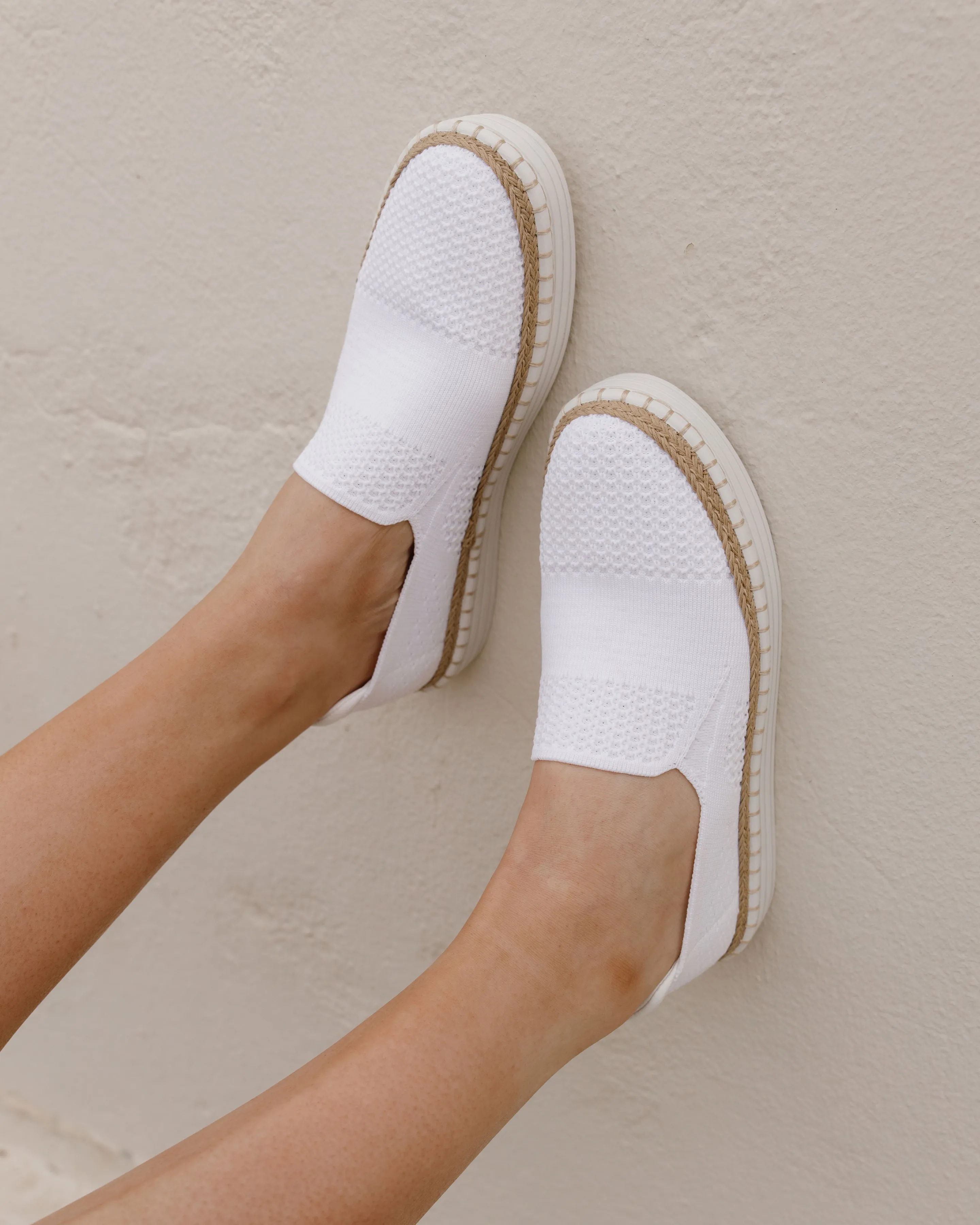 Queen Slip On Sneakers - White Knit