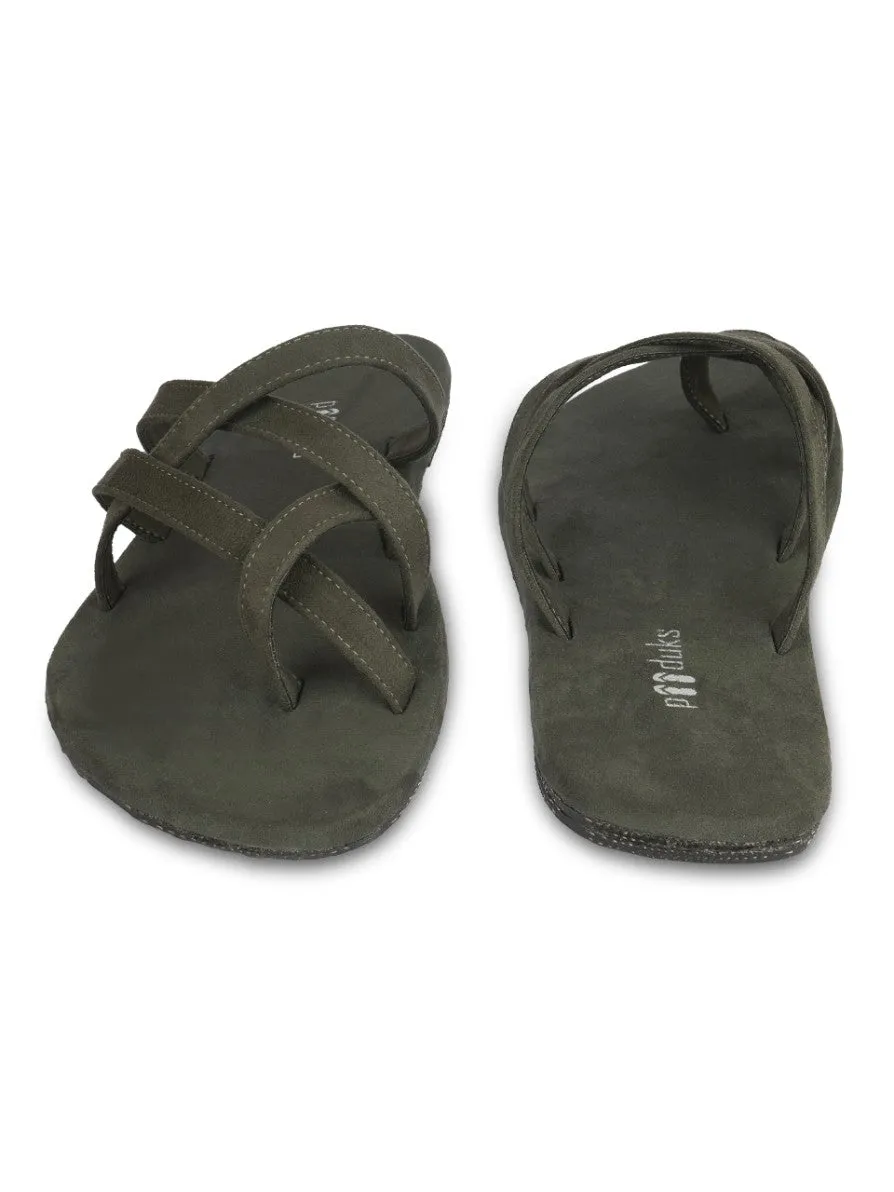 Radial Crossover Vegan Suede Slides Men