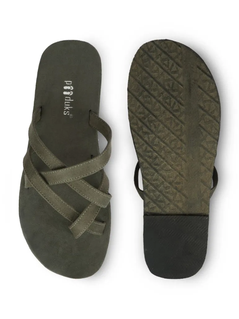 Radial Crossover Vegan Suede Slides Men