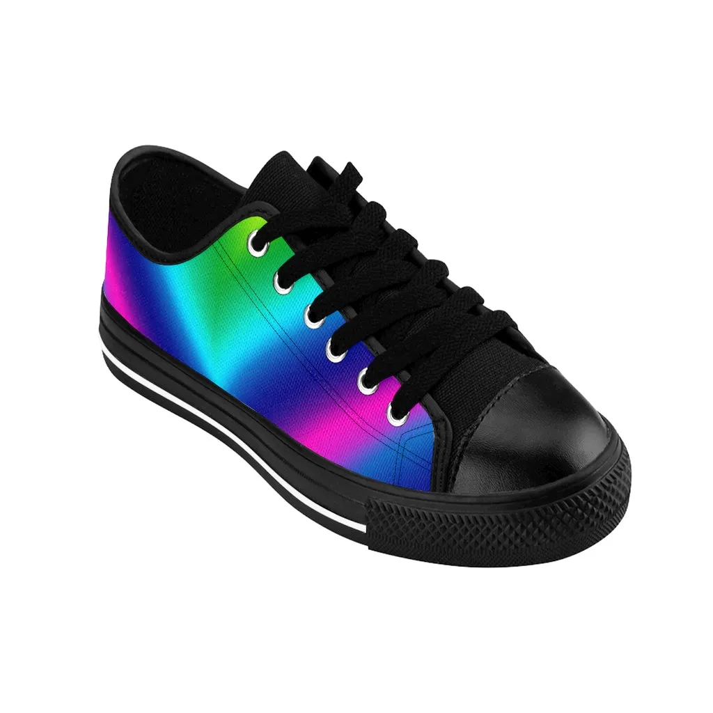 Rainbow Ombre Men's Sneakers, Gay Pride Colorful Futuristic Low Top Shoes For Men (US Size: 7-14)