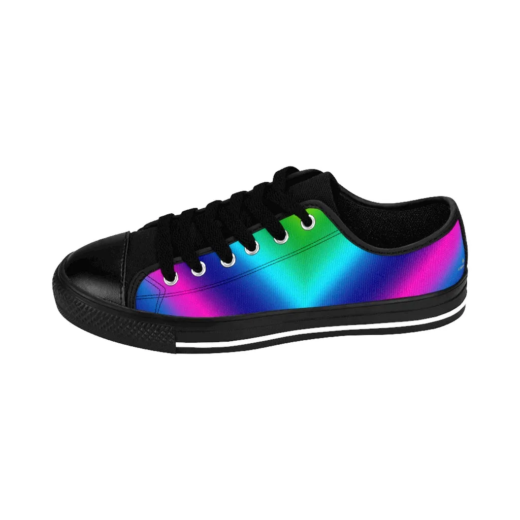 Rainbow Ombre Men's Sneakers, Gay Pride Colorful Futuristic Low Top Shoes For Men (US Size: 7-14)