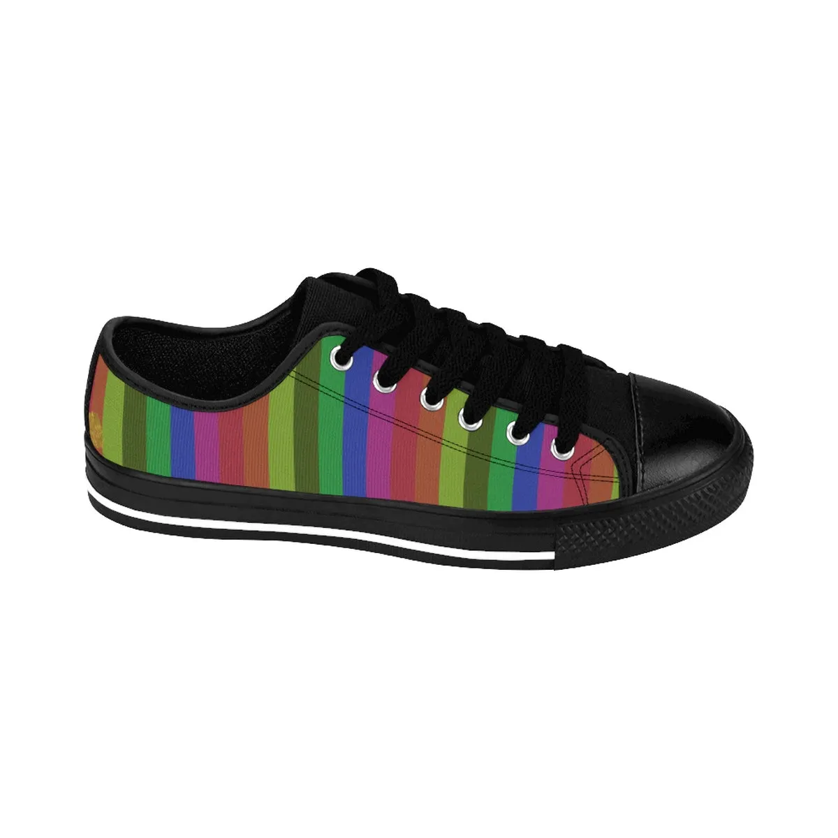 Rainbow Striped Ladies Tennis Shoes, Gay Pride Women's Low Top Sneakers Running Shoes(US Size: 6-12)