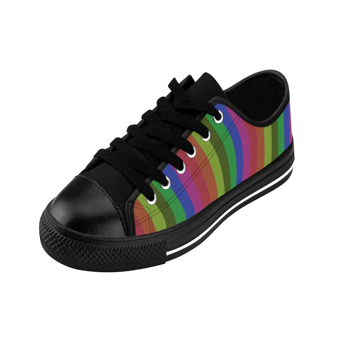 Rainbow Striped Ladies Tennis Shoes, Gay Pride Women's Low Top Sneakers Running Shoes(US Size: 6-12)