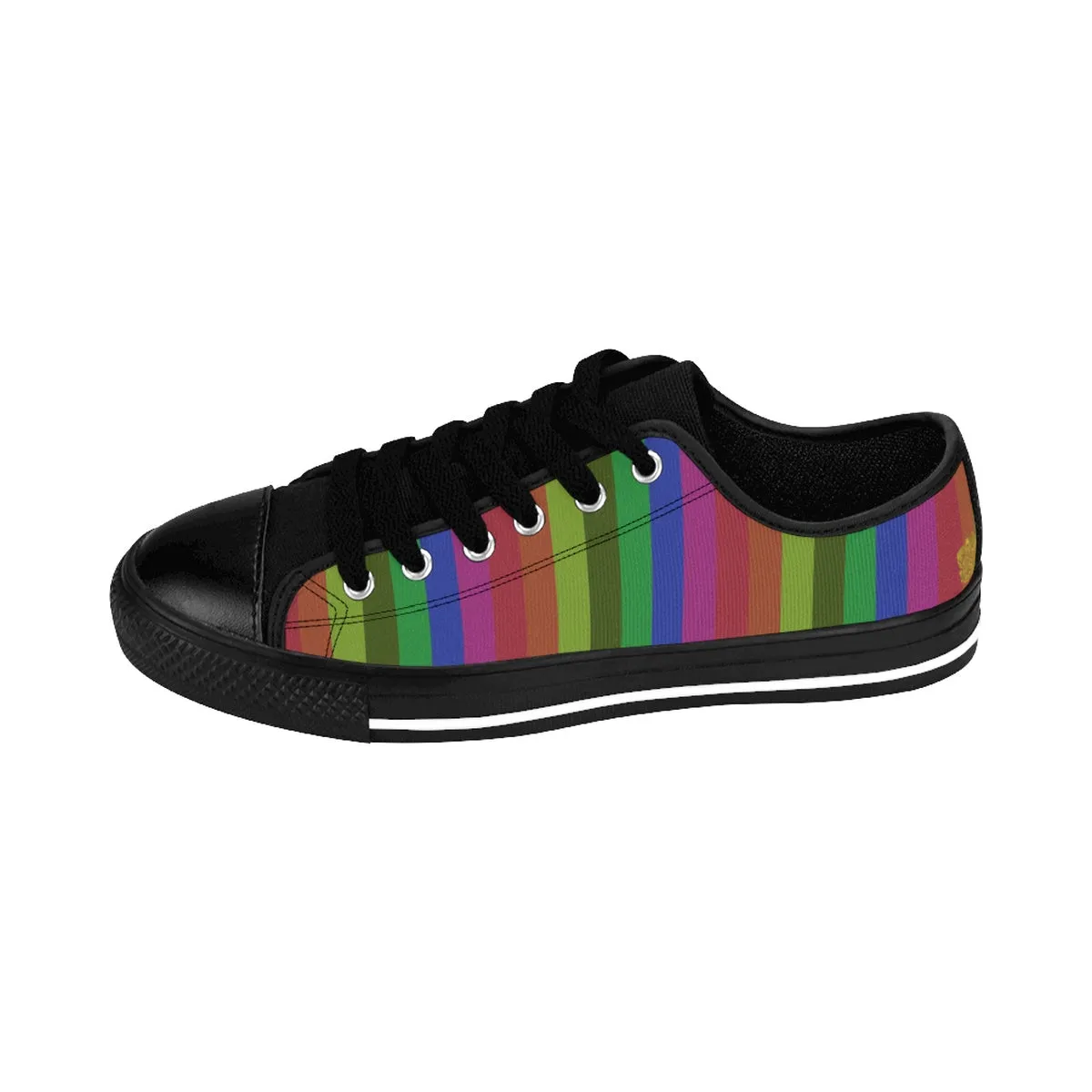 Rainbow Striped Ladies Tennis Shoes, Gay Pride Women's Low Top Sneakers Running Shoes(US Size: 6-12)