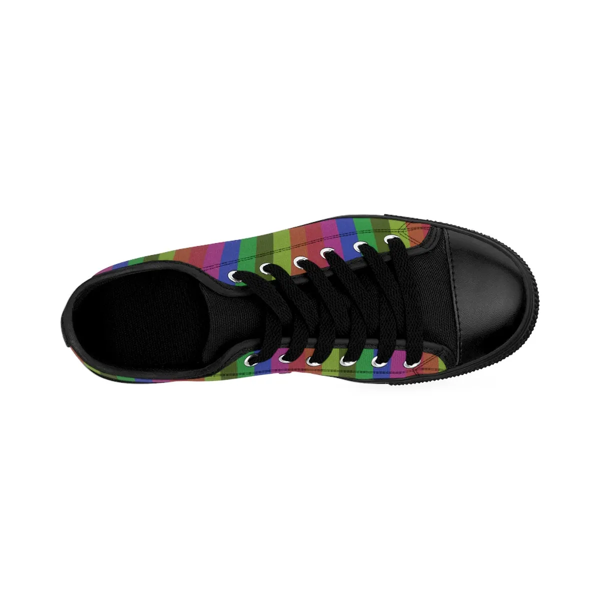 Rainbow Striped Ladies Tennis Shoes, Gay Pride Women's Low Top Sneakers Running Shoes(US Size: 6-12)