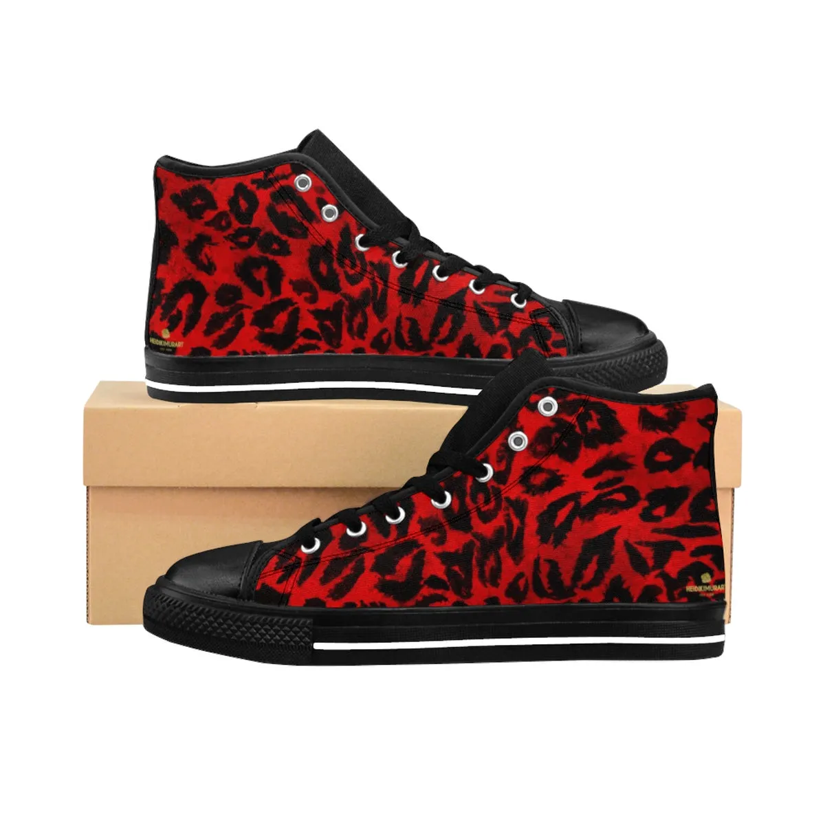 Red Leopard Men's Sneakers, Leopard Animal Print Premium High-top Fashion Sneakers Best Shoes