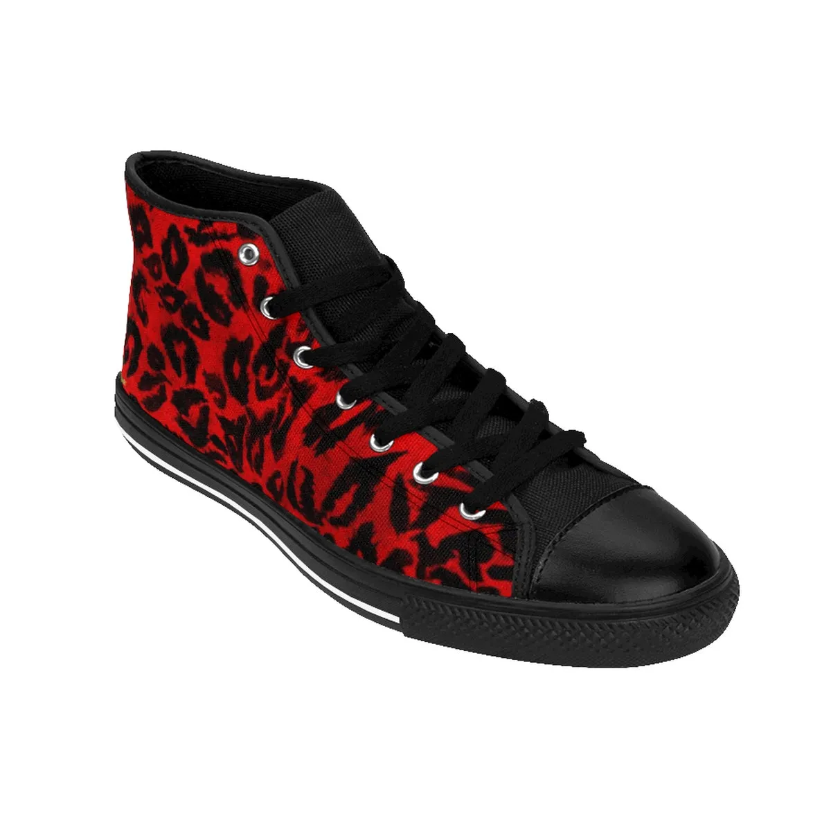 Red Leopard Men's Sneakers, Leopard Animal Print Premium High-top Fashion Sneakers Best Shoes