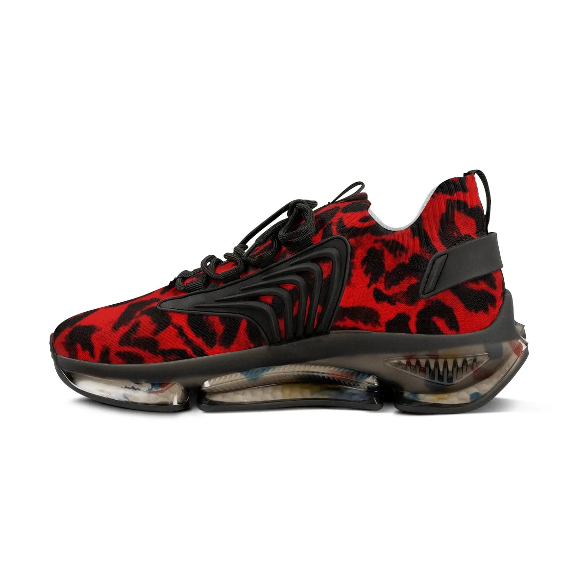 Red Leopard Print Men's Shoes, Best Leopard Animal Print Comfy Men's Mesh Sports Sneakers