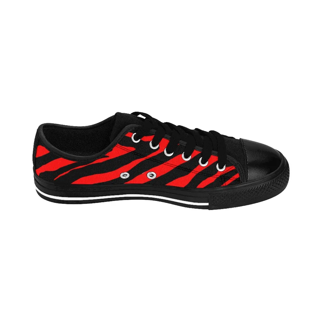 Red Zebra Men's Sneakers, Best Zebra Stripe Sexy Animal Print Low Top Shoes(US Size: 7-14)